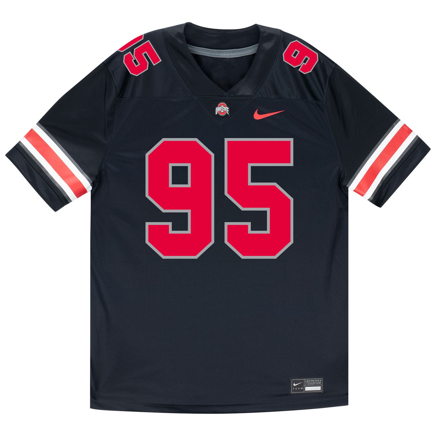 Ohio State Buckeyes Nike #95 Tywone Malone Jr. Student Athlete Black Football Jersey - Front View