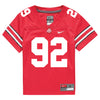 Ohio State Buckeyes Nike #92 Caden Curry Student Athlete Scarlet Football Jersey - Front View