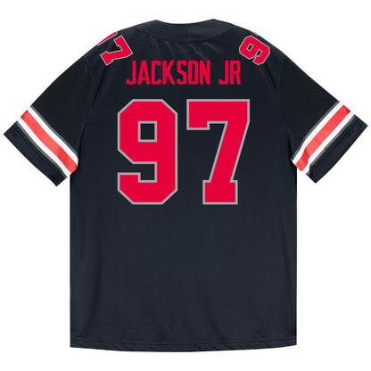 Ohio State Buckeyes Nike #97 Kenyetta Jackson Jr. Student Athlete Black Football Jersey - Back View