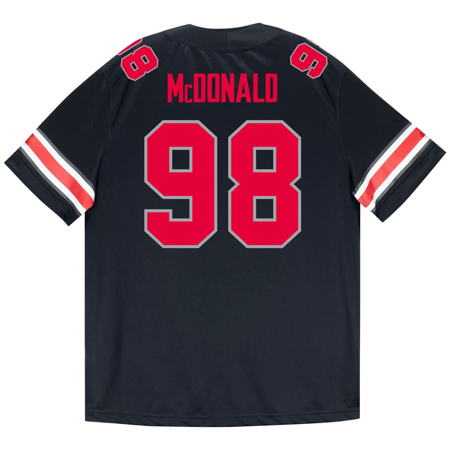 Ohio State Buckeyes Nike #98 Kayden McDonald Student Athlete Black Football Jersey - Back View