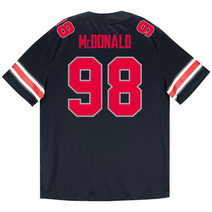Ohio State Buckeyes Nike #98 Kayden McDonald Student Athlete Black Football Jersey - Back View