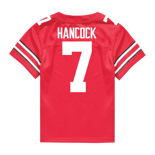 Ohio State Buckeyes Nike #7 Jordan Hancock Student Athlete Scarlet Football Jersey - In Scarlet - Back View