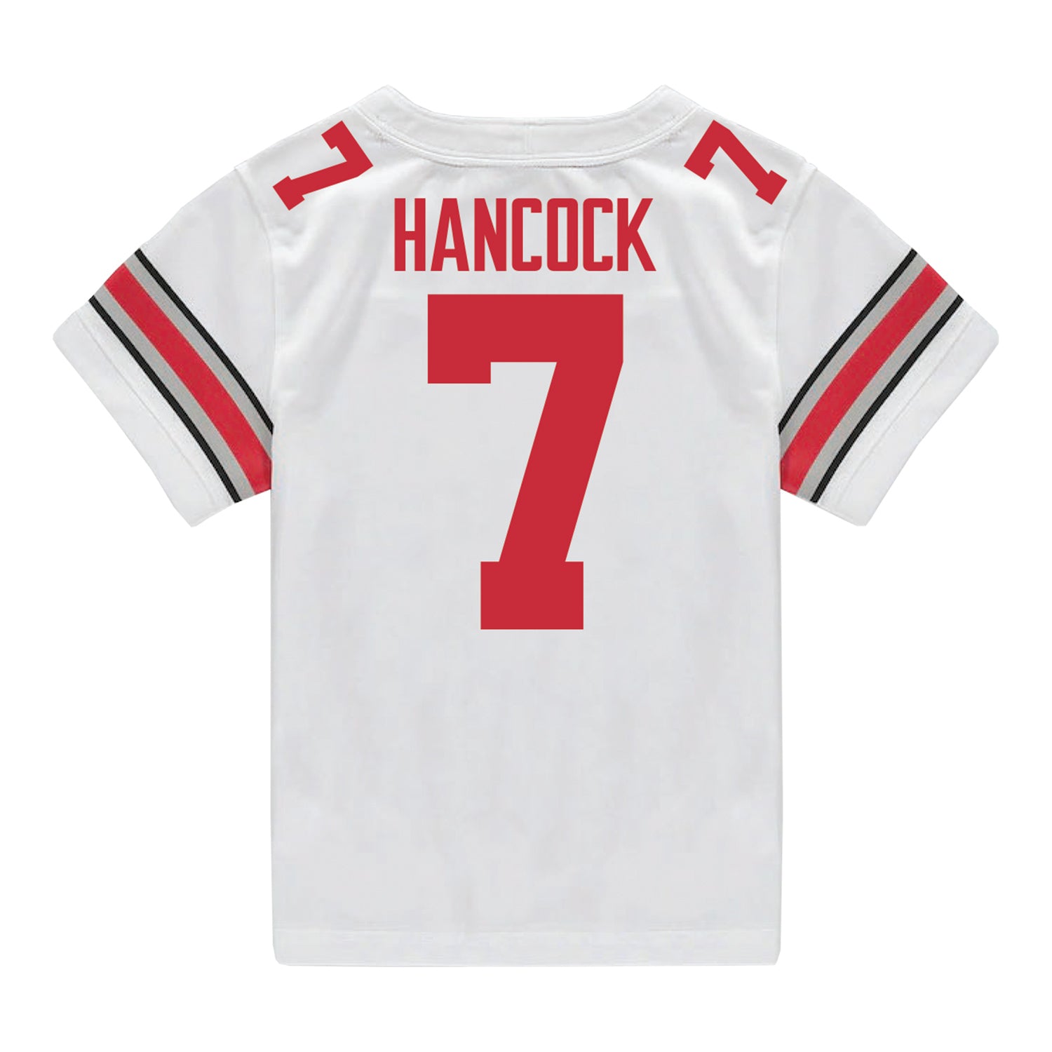 Ohio State Buckeyes Jordan Hancock Nike #7 Student Athlete White Football Jersey - Back View