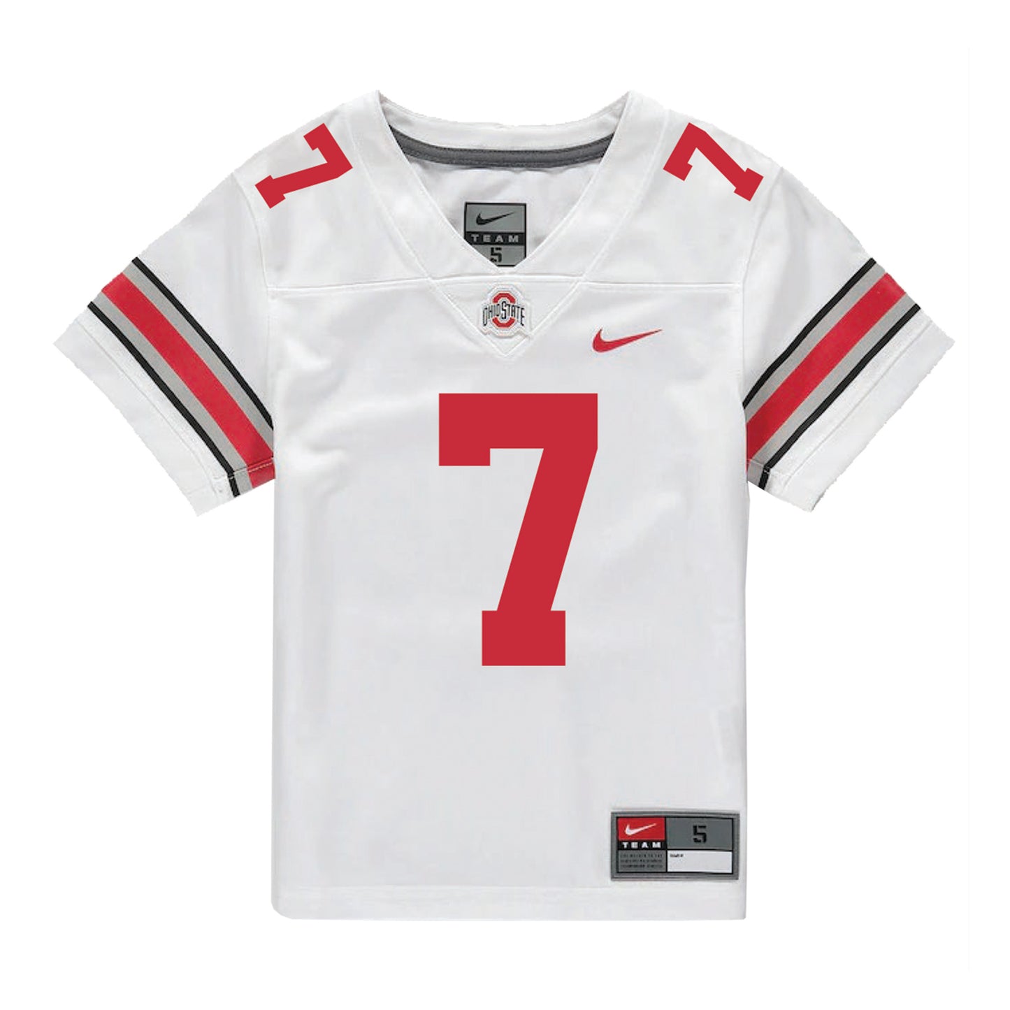 Ohio State Buckeyes Jordan Hancock Nike #7 Student Athlete White Football Jersey - Front View