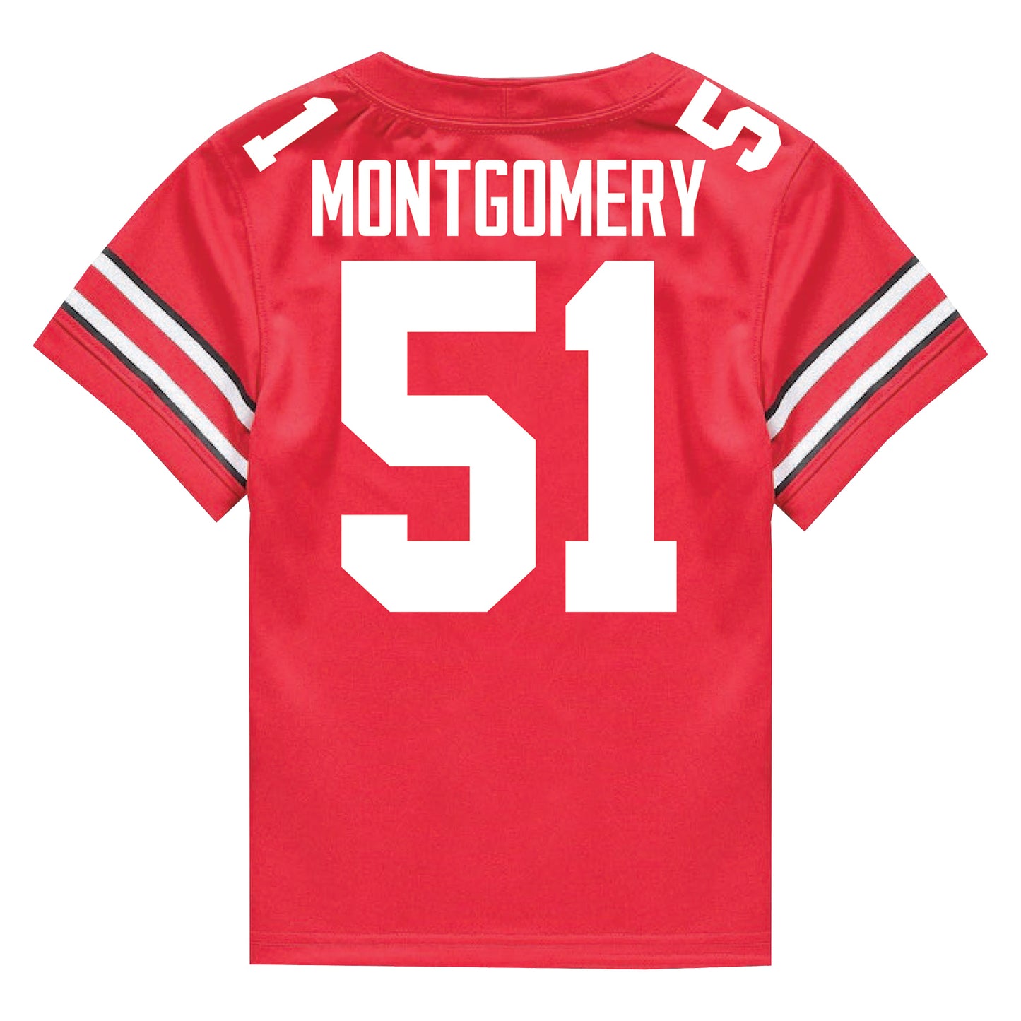 Ohio State Buckeyes Nike #51 Luke Montgomery Student Athlete Scarlet Football Jersey - Back View