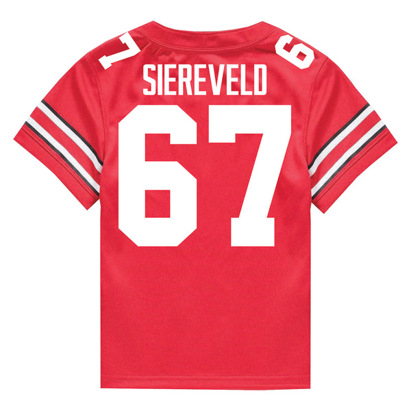 Ohio State Buckeyes Nike #67 Austin Siereveld Student Athlete Scarlet Football Jersey - Back View