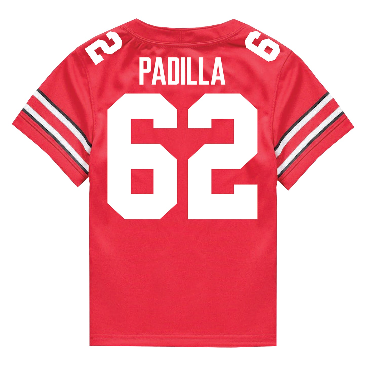 Ohio State Buckeyes Nike #62 Joshua Padilla Student Athlete Scarlet Football Jersey - Back View