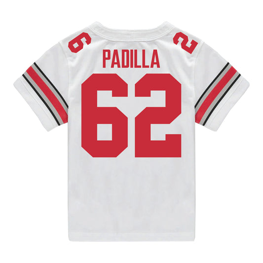 Ohio State Buckeyes Nike #62 Joshua Padilla Student Athlete White Football Jersey - Back View