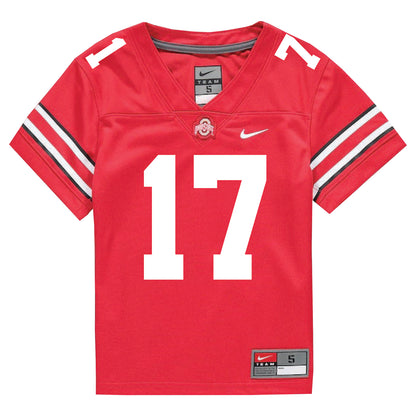 Youth Ohio State Buckeyes #17 Carnell Tate Student Athlete Football Jersey - Front View