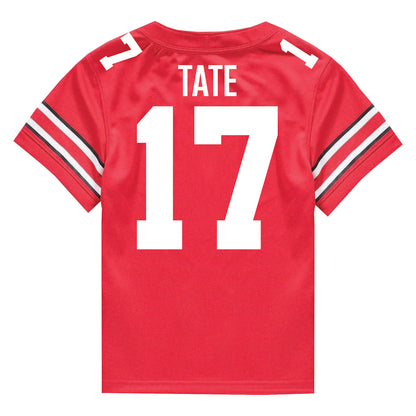 Youth Ohio State Buckeyes #17 Carnell Tate Student Athlete Football Jersey - Back View