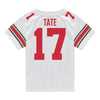 Ohio State Buckeyes Nike #17 Carnell Tate Student Athlete White Football Jersey - Back View