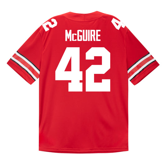 Ohio State Buckeyes Nike #42 Joe McGuire Student Athlete Scarlet Football Jersey - Back View