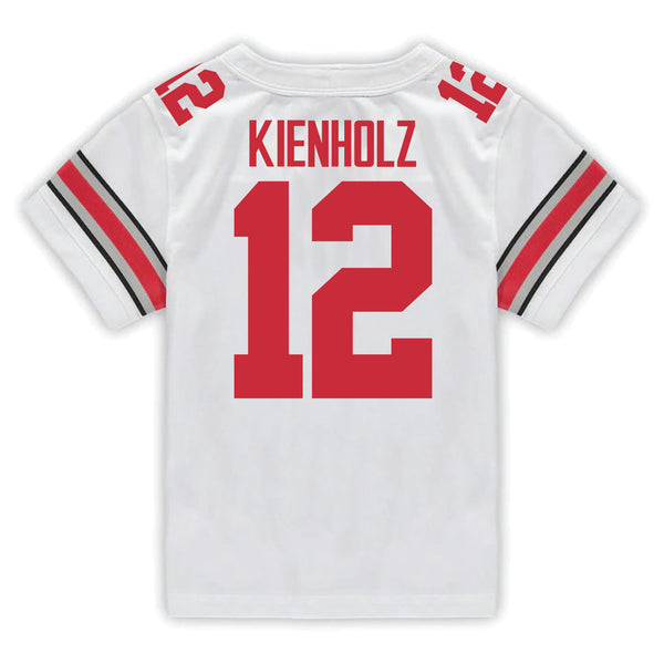 Ohio State Buckeyes Nike #12 Lincoln Kienholz Student Athlete White Football Jersey - In White - Back View