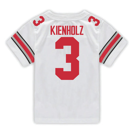 Ohio State Buckeyes Nike #3 Lincoln Kienholz Student Athlete White Football Jersey - Back View