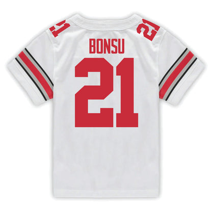 Ohio State Buckeyes Nike #21 Jayden Bonsu Student Athlete White Football Jersey - In White - Back View