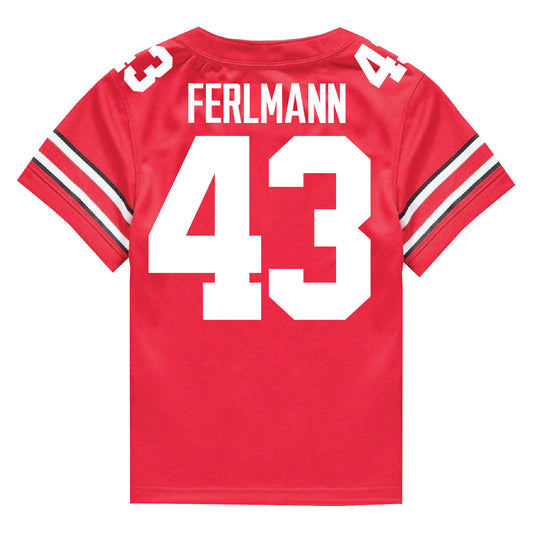 Ohio State Buckeyes Nike #43 John Ferlmann Student Athlete Scarlet Football Jersey - In Scarlet - Back View