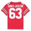 Ohio State Buckeyes Nike #63 Julian Goines-Jackson Student Athlete Scarlet Football Jersey - In Scarlet - Back View