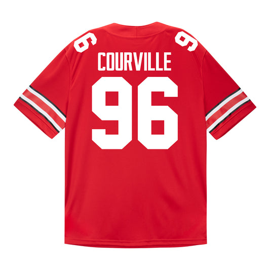 Ohio State Buckeyes Nike #96 Jackson Courville Student Athlete Scarlet Football Jersey - Back View