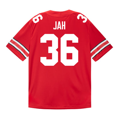 Ohio State Buckeyes #36 Omar Jah Student Athlete Football Jersey In Scarlet - Back View