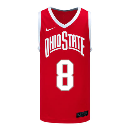Ohio State Buckeyes #8 Myles Herro Student Athlete Basketball Jersey In Scarlet - Front View