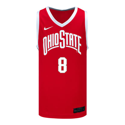 Ohio State Buckeyes Nike Women's Basketball Student Athlete #8 Bryn Martin Scarlet Jersey - Front View