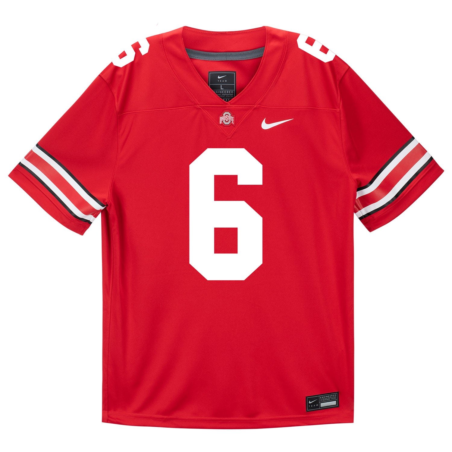 Ohio State Buckeyes Nike #6 Eli Brickhandler Student Athlete Scarlet Football Jersey - Front View