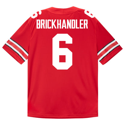 Ohio State Buckeyes Nike #6 Eli Brickhandler Student Athlete Scarlet Football Jersey - Back View
