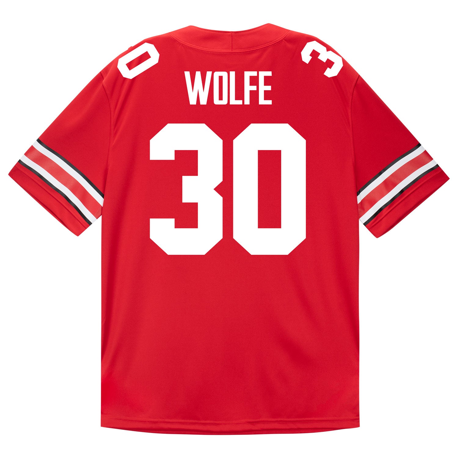 Ohio State Buckeyes Nike #30 Preston Wolfe Student Athlete Scarlet Football Jersey - Back View