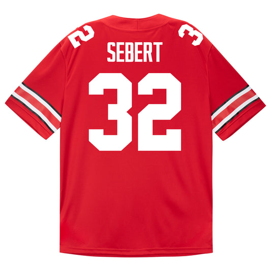 Ohio State Buckeyes Nike #32 JJ Sebert Student Athlete Scarlet Football Jersey - Back View