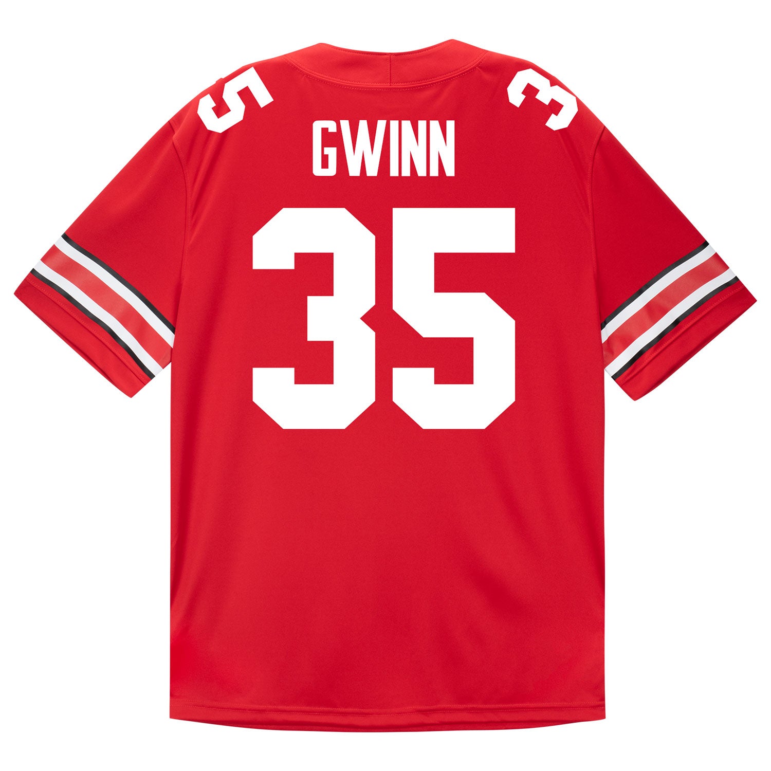 Ohio State Buckeyes Nike #35 Justin Gwinn Student Athlete Scarlet Football Jersey - Back View