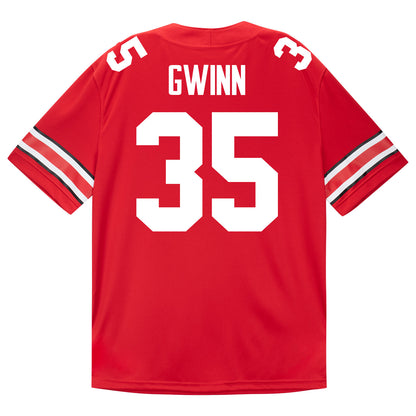 Ohio State Buckeyes Nike #35 Justin Gwinn Student Athlete Scarlet Football Jersey - Back View
