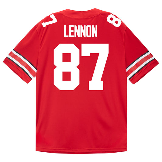 Ohio State Buckeyes Nike #87 Brody Lennon Student Athlete Scarlet Football Jersey - Back View