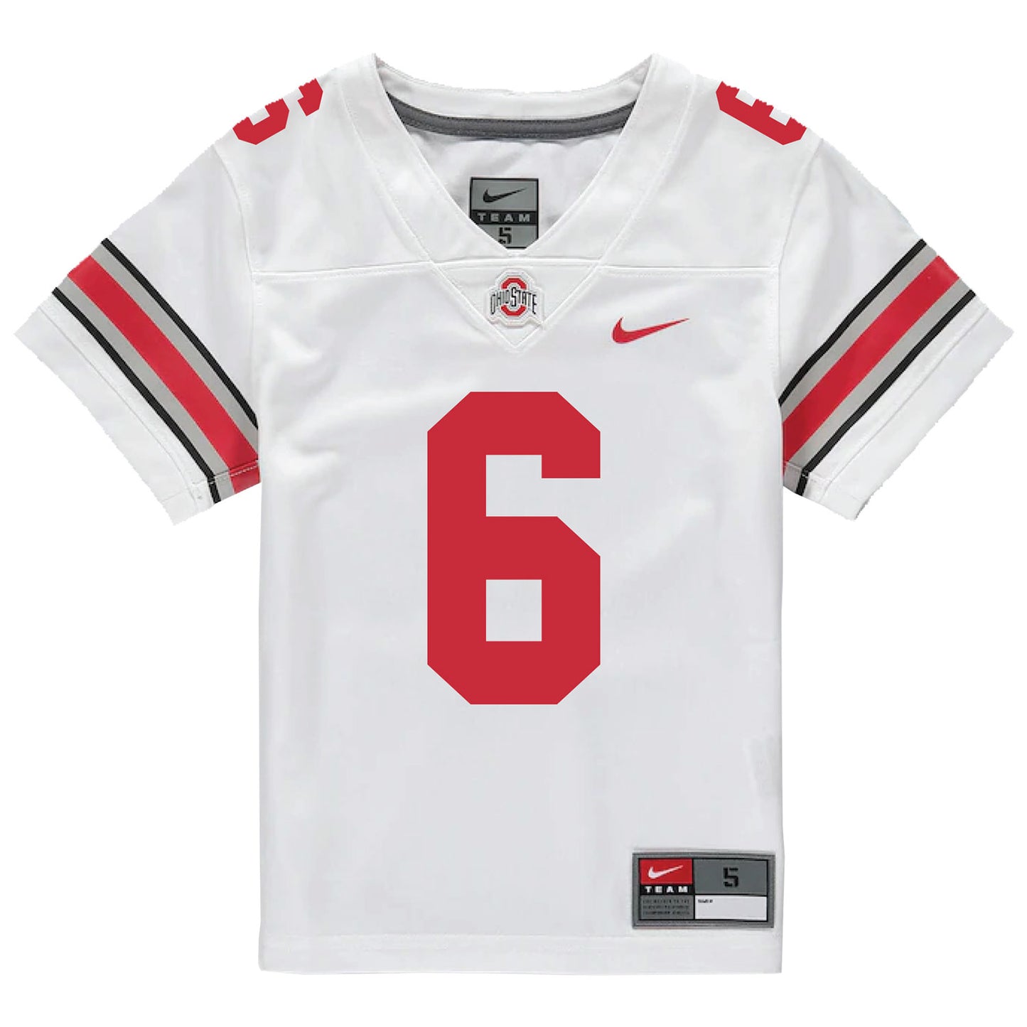 Ohio State Buckeyes Nike #6 Eli Brickhandler Student Athlete White Football Jersey - Front View