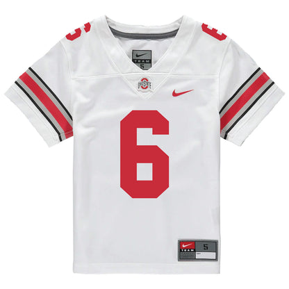 Ohio State Buckeyes Nike #6 Eli Brickhandler Student Athlete White Football Jersey - Front View