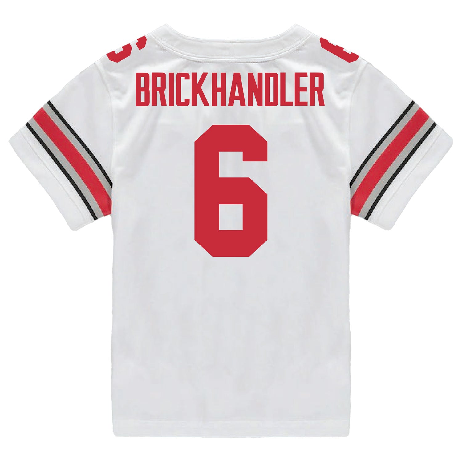 Ohio State Buckeyes Nike #6 Eli Brickhandler Student Athlete White Football Jersey - Back View