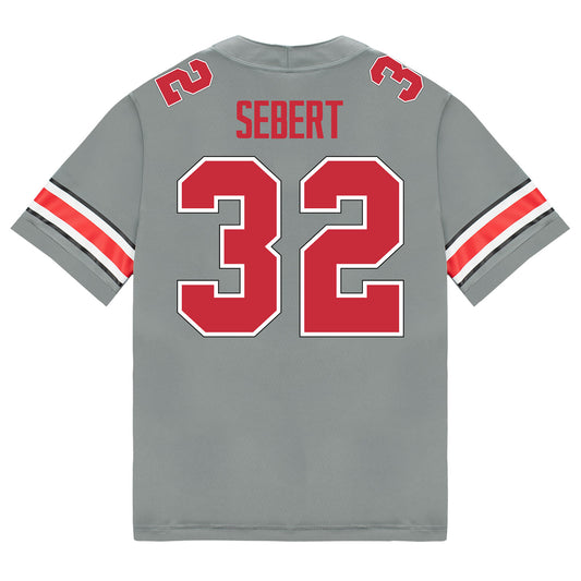 Ohio State Buckeyes Nike #32 JJ Sebert Student Athlete Gray Football Jersey - Back View
