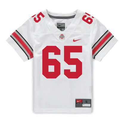 Ohio State Buckeyes Nike #65 Zen Michalski Student Athlete White Football Jersey - Front View