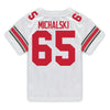Ohio State Buckeyes Nike #65 Zen Michalski Student Athlete White Football Jersey - Back View
