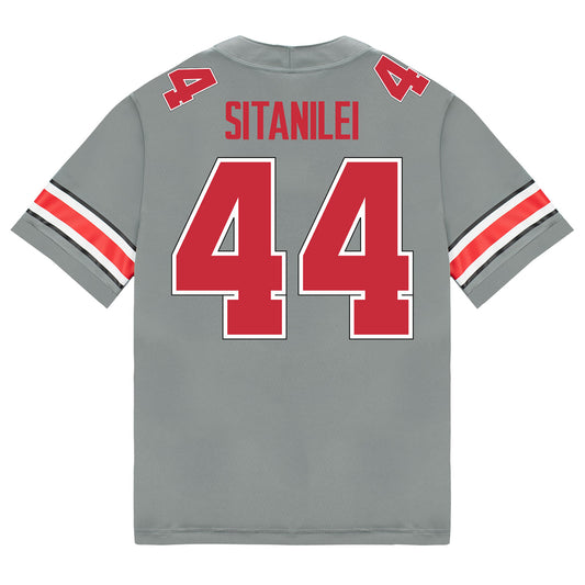 Ohio State Buckeyes Nike #44 Epi Sitanelei Student Athlete Gray Football Jersey - Back View