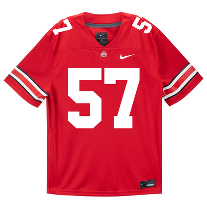 Ohio State Buckeyes Nike #57 Ian Gecse Student Athlete Scarlet Football Jersey - Front View