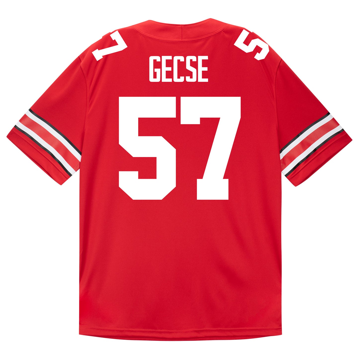 Ohio State Buckeyes Nike #57 Ian Gecse Student Athlete Scarlet Football Jersey - Back View
