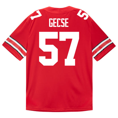 Ohio State Buckeyes Nike #57 Ian Gecse Student Athlete Scarlet Football Jersey - Back View