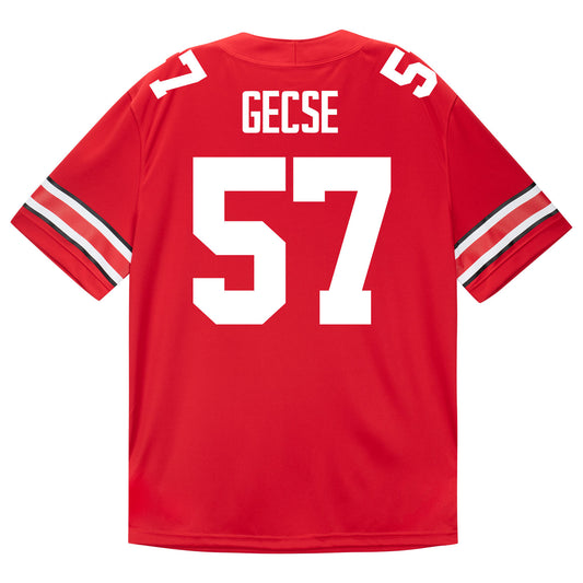 Ohio State Buckeyes Nike #57 Ian Gecse Student Athlete Scarlet Football Jersey - Back View