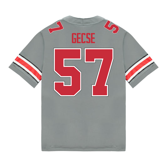 Ohio State Buckeyes Nike #57 Ian Gecse Student Athlete Gray Football Jersey - Back View