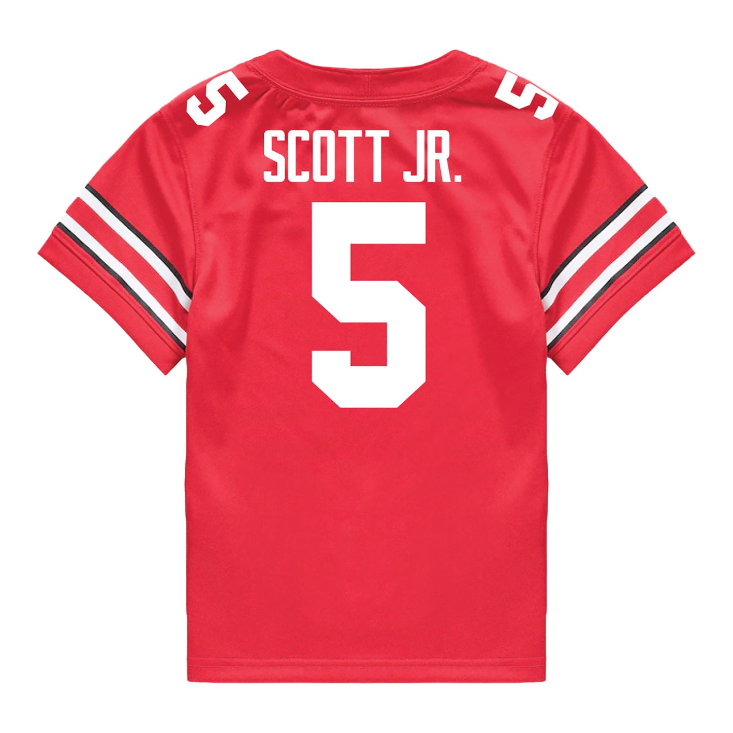 Ohio State Buckeyes Nike #5 Aaron Scott Jr. Student Athlete Scarlet Football Jersey - Back View