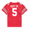 Ohio State Buckeyes Nike #5 Aaron Scott Jr. Student Athlete Scarlet Football Jersey - Back View