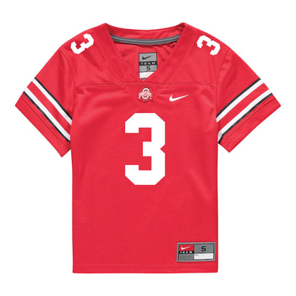 Ohio State Buckeyes Nike #3 Lorenzo Styles Student Athlete Scarlet Football Jersey - Front View