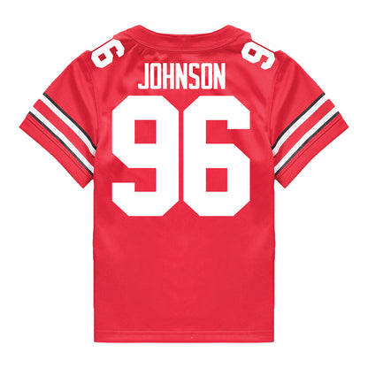 Ohio State Buckeyes Nike #96 Collin Johnson Student Athlete Scarlet Football Jersey - Back View