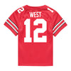 Ohio State Buckeyes Nike #12 Bryce West Student Athlete Scarlet Football Jersey - Back VIew