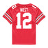 Ohio State Buckeyes Nike #12 Bryce West Student Athlete Scarlet Football Jersey - Back VIew